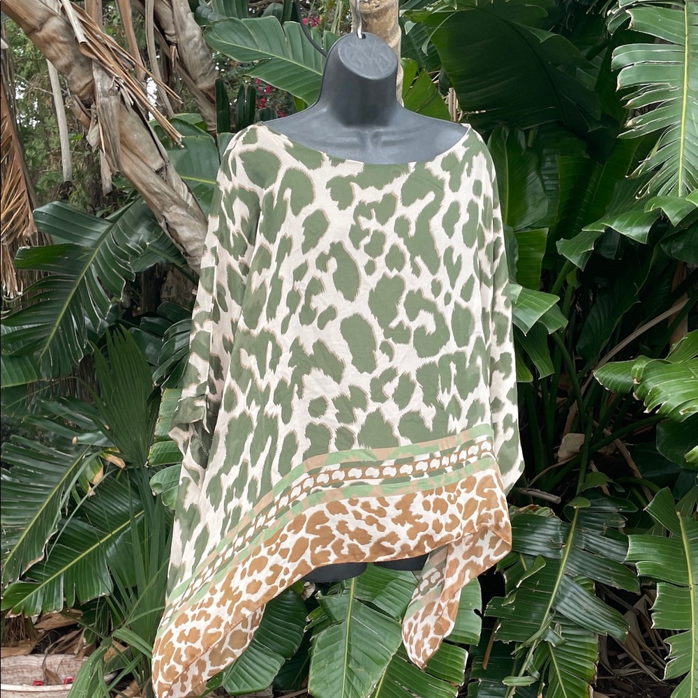 Italian silk animal print calf tan or cape top